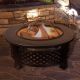 Pure Garden - Fire Pit Set, Wood Burning Pit - Includes Spark Screen and Log Poker, 32”Round Metal Firepit - Black and Copper