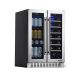 NewAir - 18-Bottle or 58-Can French Door Dual Zone Wine Refrigerator w/ SplitShelf and Beech Wood Shelves - Stainless steel