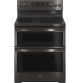 GE Profile - 6.6 Cu. Ft. Freestanding Double Oven Electric True Convection Range w/ No Preheat Air Fry - Wi-Fi - Fingerprint Resistant Black Stainless