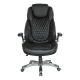 Office Star Products - Executive High Back Chair w/ Bonded Leather and Flip Arms - Black