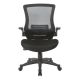 Office Star Products - Screen Back Manager's Chair in Mesh Seat w/ PU Padded Flip Arms w/ Silver Accents - Black