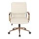 OSP Home Furnishings - Mid-Back Faux Leather Chair w/ Gold Finish in Faux Leather - Cream