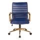 OSP Home Furnishings - Mid-Back Faux Leather Chair w/ Gold Finish in Faux Leather - Navy