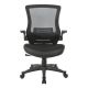 Office Star Products - Screen Back Manager's Chair in Faux Leather Seat w/ PU Padded Flip Arms w/ Silver Accents - Black