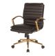 OSP Home Furnishings - Mid-Back Faux Leather Chair w/ Gold Finish in Faux Leather - Black