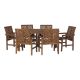 Walker Edison - 7-pc Windsor Patio Dining Set - Dark Brown
