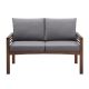 Walker Edison Modern Patio Outdoor Garden Metal Loveseat Bench - Brown