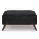Simpli Home Owen 36 inch Wide Mid Century Modern Square Coffee Table Storage Ottoman - Midnight Black