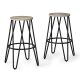 Simpli Home - Simeon 26in. Metal Counter Height Stool w/ Wood Seat (Set of 2) - Natural / Black