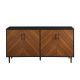 Walker Edison 58â€Â Mid Century Modern Bookmatch Buffet - Acorn Bookmatch / Solid Black