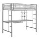 Walker Edison - Premium Metal Twin Loft Bed with Workstation - Silver