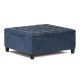 Simpli Home - Harrison 36 inch Wide Transitional Square Coffee Table Storage Ottoman in Faux Leather - Denim Blue