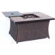 Hanover - Woven 40,000 BTU Fire Pit Coffee Table with Porcelain Tile Top - Brown/Porcelain Tile Top