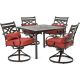Hanover - Montclair 5-Piece Patio Dining Set with 4 Swivel Rockers and a 40-Inch Square Table - Chili Red/Brown