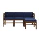 Walker Edison - Modern 4-pc Solid Acacia Wood Patio Chat Set - Dark brown/navy blue