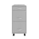 Space Solutions 18in. Deep 3 Drawer Mobile Metal File Cabinet w/ Pencil Drawer, Arctic Silver - Arctic Silver
