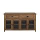 Walker Edison - 52in. Farmhouse Glass Door Metal Accent Sideboard - Reclaimed barnwood