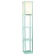 Simple Designs - Floor Lamp Etagere Organizer Storage Shelf w 2 USB Charging Ports, 1 Charging Outlet & Linen Shade - Aqua