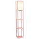 Simple Designs - Floor Lamp Etagere Organizer Storage Shelf w 2 USB Charging Ports, 1 Charging Outlet & Linen Shade - Light Pink