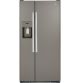 GE - 23.0 Cu. Ft. Side-by-Side Refrigerator w/ Thru-the-Door Ice and Water - Fingerprint Resistant Slate