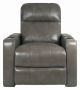 RowOne Prestige: Straight 2-Arm Leather Power Recline Home Theater Seating Grey