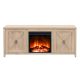 Camden&Wells - Granger 58in. TV Stand with Log Fireplace - White Oak