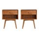 Walker Edison - Mid Century Open Cubby Nightstand (Set of 2) - Caramel