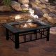 Nature Spring - Rectangle Marble Tile Edge Wood Burning Fire Pit - Black and Orange Marbled Tile