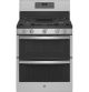 GE Profile - 6.8 Cu. Ft. Frestanding Double Oven Gas True Convection Range w/ No-Preheat Air Fry - Stainless steel