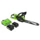 Greenworks - 14 in 48 Volt (2 x 24V) Cordless Brushless Chainsaw (2 4Ah USB Batteries and Dual Port Charger Included) - Green