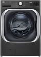 LG - 5.2 Cu. Ft. High-Efficiency Stackable Smart Front Load Washer w/ Steam and TurboWash - Black steel