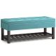 Simpli Home - Cosmopolitan Storage Ottoman Bench with Open Bottom - Aqua