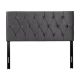 CorLiving - Catalina Diamond Button Tufted Velvet Full/Double Headboard - Dark Grey