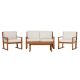 Walker Edison - Modern 4-Piece Solid Wood Outdoor Chat Set - Brown