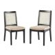 Walker Edison - Boho Solid Wood Dining Chair with Rattan Inset (2-Piece Set) - Black