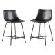 Walker Edison - Modern X Base Upholstered Counter Stool (2-Piece set) - Black