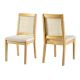 Walker Edison - Boho Solid Wood Dining Chair with Rattan Inset (2-Piece Set) - Natural