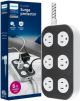 Philips - Surge Protector, 6 Grounded Outlets, 1225J, Braided Cord, 6ft - Dark Gray & Artic White