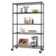 TRINITY - 5-Tier | 48x18x72 | Outdoor Commercial Wire Shelving | NSF | w/ Wheels | - Black Epoxy