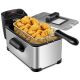 Costway - 3.2 Quart Electric Deep Fryer 1700W Stainless Steel Timer Frying Basket - Black/Silver