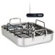 Viking 3-Ply Stainless Steel Roasting Pan with Rack and Bonus Thermometer - Silver