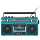 QFX - RECHARGEABLE CASSETTE AM/FM/SW1-2 RADIO BLUETOOTH BOOMBOX WITH USB RECORDING - Turquoise