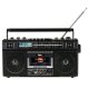 QFX - Portable Cassette AM/FM/SW1-2 Radio Bluetooth Boombox with USB Recording - Black