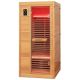 Costway - 1 Person Far Infrared Wooden Sauna Room with Bluetooth Speakers, 9 Carbon Heaters - Natural