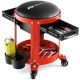 Costway - Goplus Workshop Creeper Seat Rolling Mechanic Stool with2 Drawers 330 LBS Weight Capacity - Black/Red