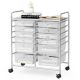 Costway - 12 Drawer Rolling Storage Cart Scrapbook Paper Office School Organizer - Clear