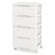 Costway - 1 PCS 5-Drawer Plastic Rolling Storage Cart with 4 Universal Wheels Dresser Cabinet - White