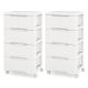 Costway - 2 PCS 5-Drawer Plastic Rolling Storage Cart with 4 Universal Wheels Dresser Cabinet - White
