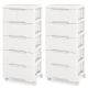 Costway - 2 PCS 6-Drawer Plastic Rolling Storage Cart with 4 Universal Wheels Dresser Cabinet - White