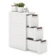 Costway - 1 PCS 3-Drawer Narrow Rolling Storage Cabinet with Pull Handles Built-in Wheels - White